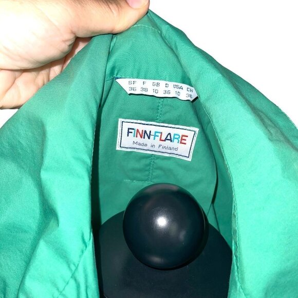 Finn Flare Trench Coat Womens Size 10 Vintage Lightweight Polyester Cotton Green - Picture 4 of 12